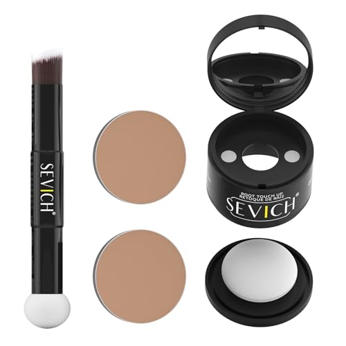 SEVICH Polvere magnetica ricaricabile per ritocchi alla radice dei capelli, impermeabile, copertura grigia e correttore per attaccatura dei capelli, con doppio pennello, marrone chiaro, 4 g (2 pezzi)