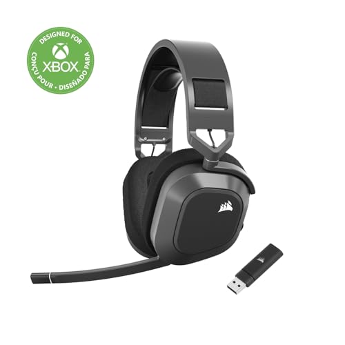 Corsair HS80 MAX Wireless Xbox Gaming Headset with Bluetooth – Dolby Atmos – Broadcast Quality Microphone – iCUE Compatible – Xbox, PC, Mac, Mobile – Steel Gray