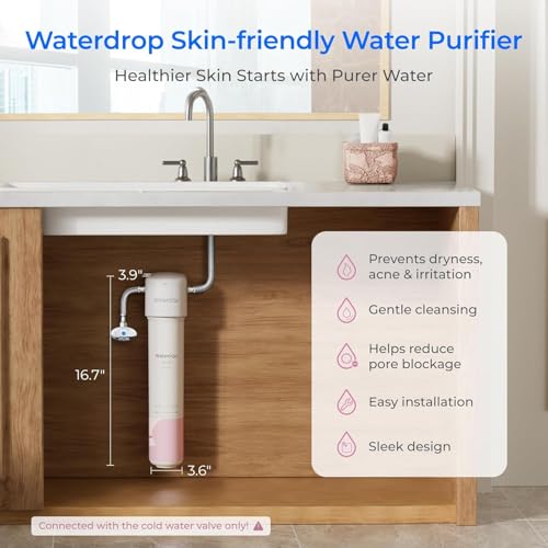 Image of Waterdrop BFU1 Bathroom Sink Filter for Skincare, Strontium-enriched, Water Softner, Reduce 99.9% of Harmful Substance in Bathroom Sink Faucet, Reduces Skin Redness and Irritation