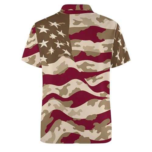 U.S Flag with Desert Camouflage Mens Golf Shirt Ice Silk Short Sleeve Polo Shirts Slim Fit Casual Athletic Tee Top 5