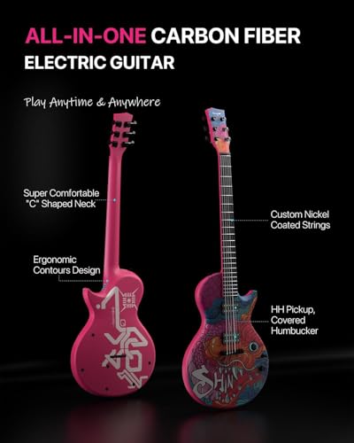 Image of Enya Electric Guitar Shinichi Kobayashi Signature Loong Nova Go Sonic Smart Electric Carbon Fiber Guitarra with 10W Wireless Speaker, All-in-One Portable Rig for Street Performers & Home Studios
