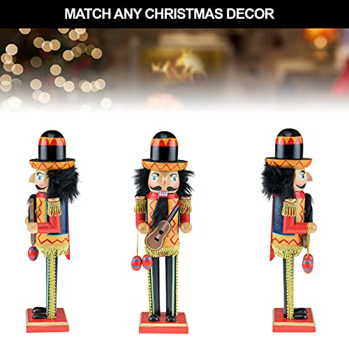 Clever Creations Mariachi 12 Inch Traditional Wooden Nutcracker, Festive Christmas Décor for Shelves and Tables - Thumbnail 4