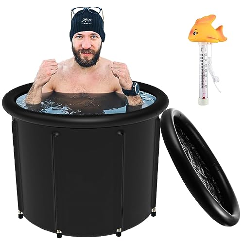 Ice Bath Tub for Athletes Cold Plunge Tub for Adults 32â€ Portable Bathtub Inflatable cold plunge Ice Therapy Bath Freestanding Tub Outdoor Ice Tubs for Cold Plunge, Black