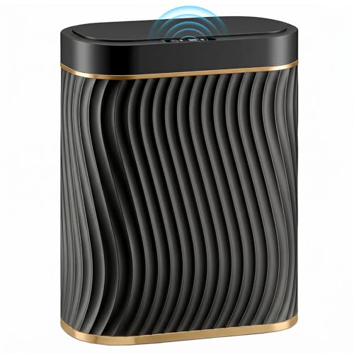 Image of Ogikey Bathroom Small Trash Can with Automatic Touchless Lid, 2.6 Gallon Smart Garbage Can Narrow Waterproof Trash Bin for Bedroom, Office, Living Room
