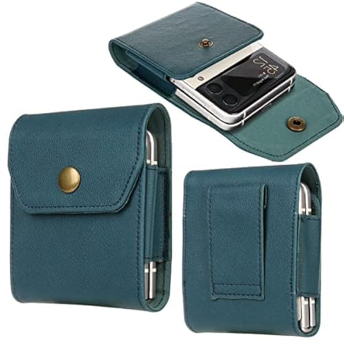 Phone Holster for Samsung Galaxy Z Flip 6/5/4/3, Premium Leather Pouch Case With Belt Clip Loop for Women Men, Compatible With Motorola Razr 5G/Razr 2019 (Green)