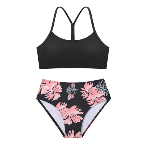 Image of Weixinbuy Girls Swimsuits Bikini Set Kids Bathing Suit Bikini Top Bottom 2Pcs Teen Girls' Swimwear Set
