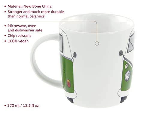 Brisa Vw Collection - Volkswagen Samba Bus T1 Camper Van Coffee Mug, Tea Cup For Kitchen, Garage, Office - Camping Equipment/Gift-Idea/Souvenir (Design: Front/Green/White) #TOP1