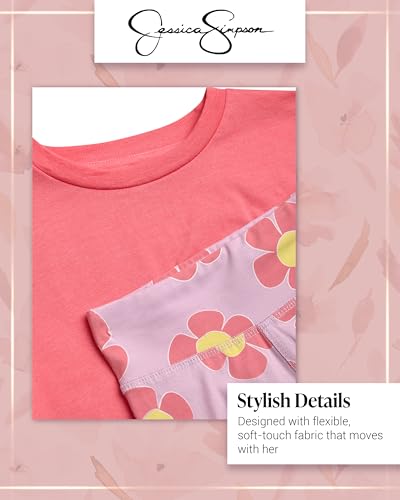 Jessica Simpson Baby Girls Shorts Set - 2 Piece Short Sleeve Top and Matching Cotton Biker Shorts for Infants & Toddlers3