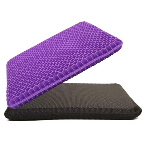 Image of Purple Gel Seat Cushion for Long Sitting, 20 inch Extra Large Double Thick Cooling Chair Cushions for Office Chair, Wheelchair, Car Seat, Stadium Seat Cushion, Game Chair Pads for Tailbone Pain Relief