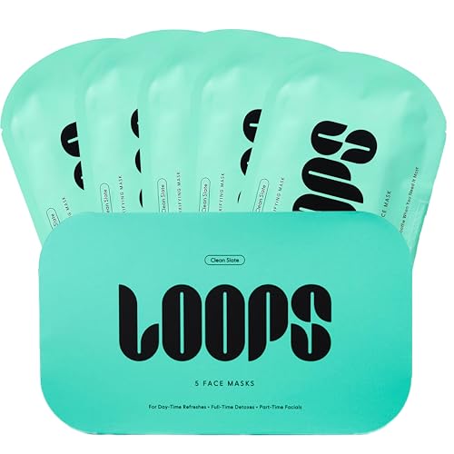 LOOPS CLEAN SLATE - Detoxifying Hydrogel Face Mask - Detoxify, Cleanse & Soothe - Deeply Purifying and Super Hydrating - Minimizes the Look of Pores - Mother's Day Gifts for Mom - 5 pc