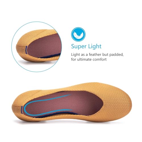 Image of Frank Mully Women's Ballet Flat Shoes Knit Dress Shoes Round Toe Slip On Ballerina Flats for Woman Low Wedge Comfort Soft