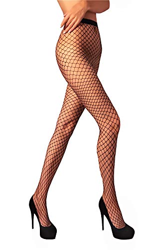 MILA MARUTTI Fishnet Pantyhose for Women Industrial Net Tights (M/L, Black)