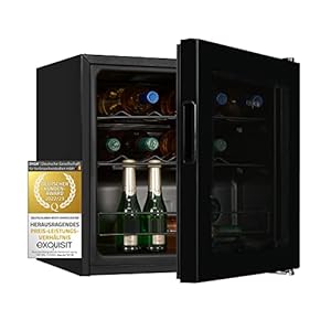 Exquisit Weinkühler WS1-12-GT-030G schwarz | 43 l Nutzinhalt | Schwarz | Kühlen | Wein | Flaschengitter