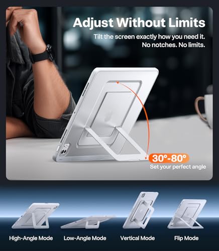 Image of TORRAS Ostand K1 Guardian for iPad Pro 13 inch Case 2025 M5 & 2024 M4, Ultra Stable Stand, Multiple Adjustable Viewing Angles, Slim Protective Kickstand iPad Pro 13 Case with Pencil Holder, White