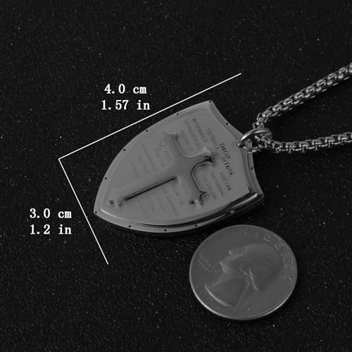 HZMAN Shield Armor of God Ephesians 6:16-17, Faith Cross Stainless Steel Pendant Necklace4