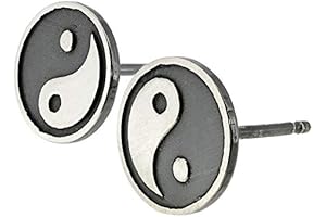 Yin Yang Stud Earrings: Polished Sterling Silver, Handmade in USA