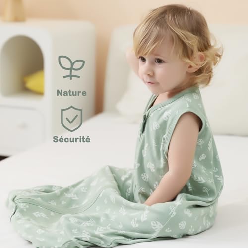 Turbulette d'été bébé 0-6 mois gigoteuse légère 100% coton vert - 3
