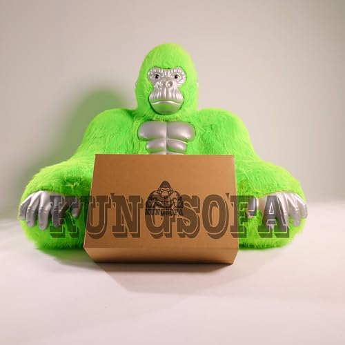 Piamif Gorilla Inflatable Luxury Sofa 6.56ft Height King Kong Inflatable Sofa Furry Plush Orangutan Furniture for Lounging, Gaming, or Movie Nights (Green)
