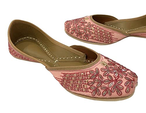 Women's Punjabi Jutti Handmade Ethnic Shoes Traditional Stylish Mojari Khussa Jooti Pink3
