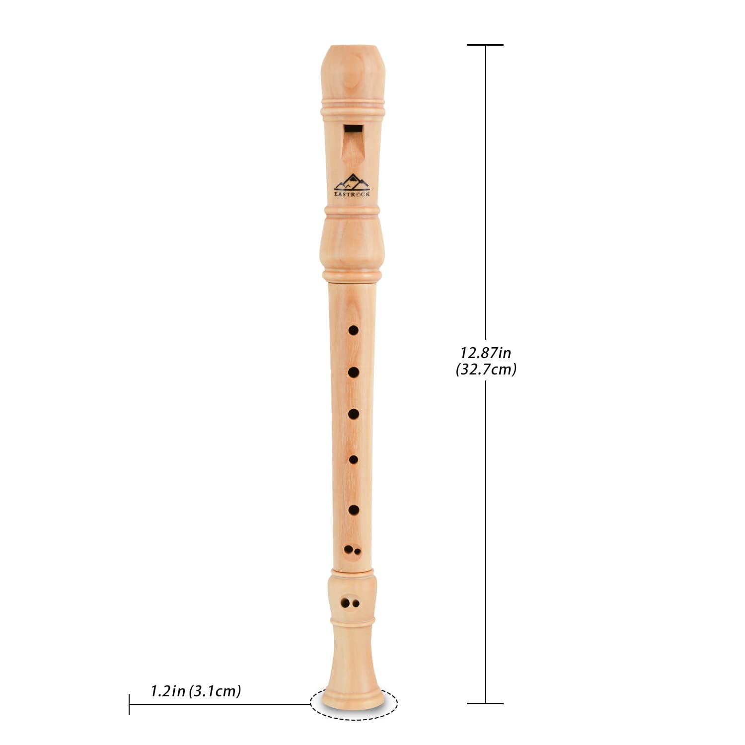 Eastrock Sopran-Blockflöte, barocke Griffweise, C-Taste, Anfänger-Blockflöte, Instrument für Erwachsene, 3-teilige Blockflöte mit Hartschalenkoffer (Ahornholz)