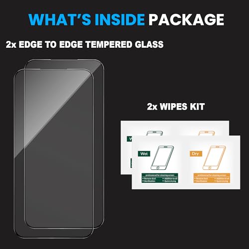 Image of ArmourPro Military Grade Gorilla Tempered Glass Compatible For Poco F7 (6.83 Inch) With Easy Installation Kit for Smartphone| Edge To Edge Coverage | Black, Pack of 2