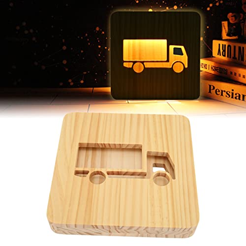 Lámpara de mesa de noche de madera tallada 3D en forma de coche miniatura 5