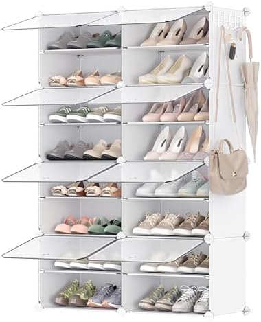 SONGMICS Mueble Zapatero Plástico, 8 Compartimentos para 32 Pares...