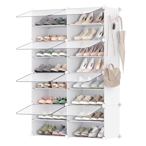 SONGMICS Schuhregal mit 8 Fächern, schmal, Schuhschrank mit...
