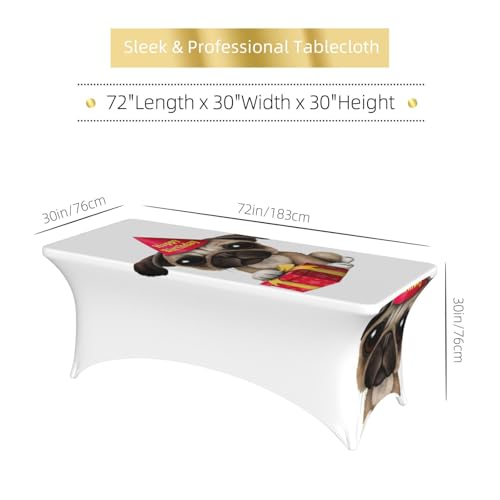 Housse de table rectangulaire extensible 1,8 m élasthanne imprimé carlin pour réception - 7