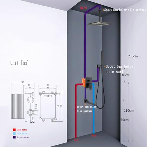 Kit de douche de précipitations murales avec mélangeur bain mono-commande LWX