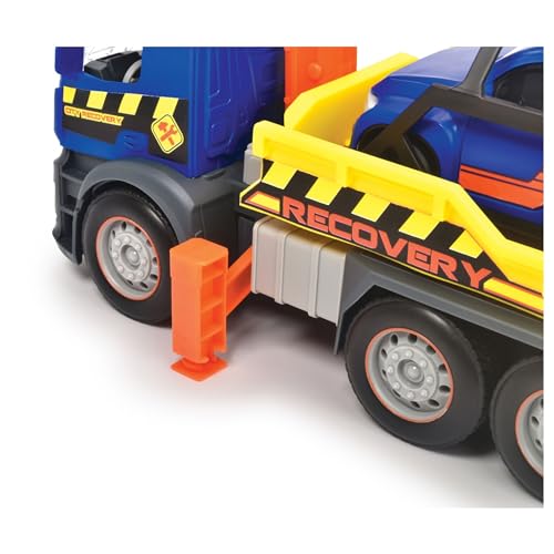 Dickie Toys - Mercedes Brand Action Crane Truck with Light and Sound, Friction, Includes 12 cm Car, Suitable for Boys and Girls from 3 Years - 26 cm