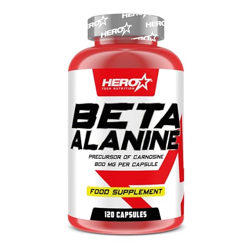 HERO TECH | BETA-ALANINE 120 CAPS | Beta Alanina pura | Para maximizar el rendimiento deportivo y reducir la fatiga muscular | Sin OGM (Organismos Modificados Genéticamente)