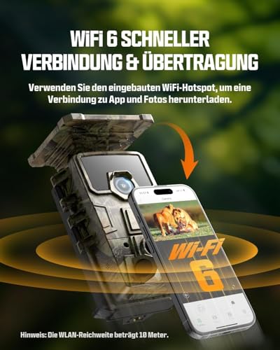 CEYOMUR 4K 30fps Solar Wildkamera, 60MP Wi-Fi 6 wildtierkamera mit Handyübertragung App, 120°...