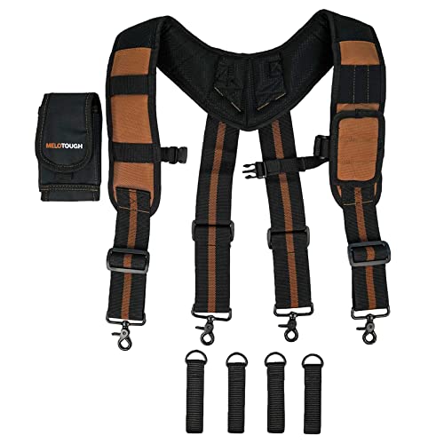 Image of MELOTOUGH Magnetic Tool Belt Suspenders with Magnetic WristBand for Work Belt Padded Suspenders Constrcution