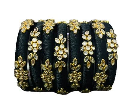 SARVAGYA Handicrafts Silk Thread Bangle Kada Set for Women - 8 PC Set, Wedding & Festive Occasion, Handmade Multicolored Chudi Stone Studded