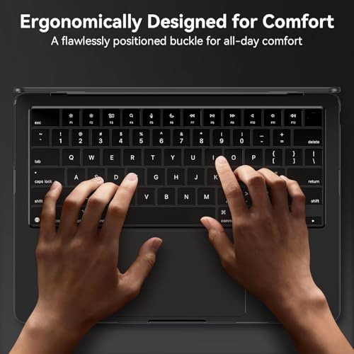 Image of EooCoo Case Compatible with MacBook Air 15 inch M5 2026 2025-2023 Release M4 M3 M2 Model A3448 A3241 A3114 A2941, Plastic Hard Shell Case & Keyboard Cover & Screen Protector, Original Space Black
