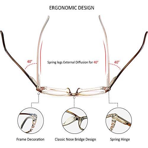 Image of VisionGlobal 5 Pairs Reading Glasses with Spring Hinge, Blue Light Blocking Glasses for Women /Men