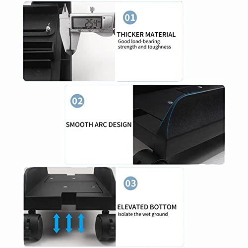 Soporte para CPU, soporte móvil para torre de PC con ruedas giratorias de 360°, soporte para chasis de PC de escritorio, carrito ajustable para torre de PC miniatura 3