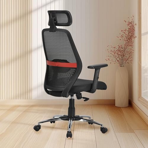 CRATVZ Delite High Back Mesh Ergonomic Office Chair, Adjustable Armrests, Lumbar Support & Headrest, Tilt Lock Mechanism, Heavy Metal Base,...