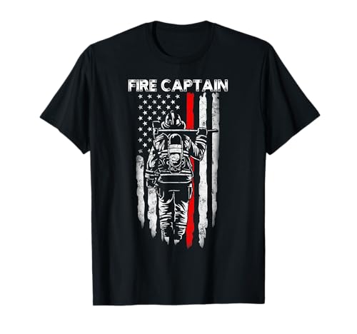 Fire Captain Chief American Flag Gifts Firefighter Captain T-Shirt