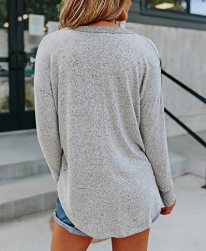 BDCUYAHSKL Herfst en winter vrouwen casual mode V-hals effen kleur stiksels drop schouder lange mouwen knop onderbroek… - Image 6