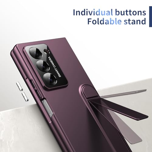 Image of amazon basics for Samsung Galaxy Z Fold 6 Case with Kickstand, [Compatible with Magsafe], Integrated Hinge Protection, Slim Fit Back Cover - Purple