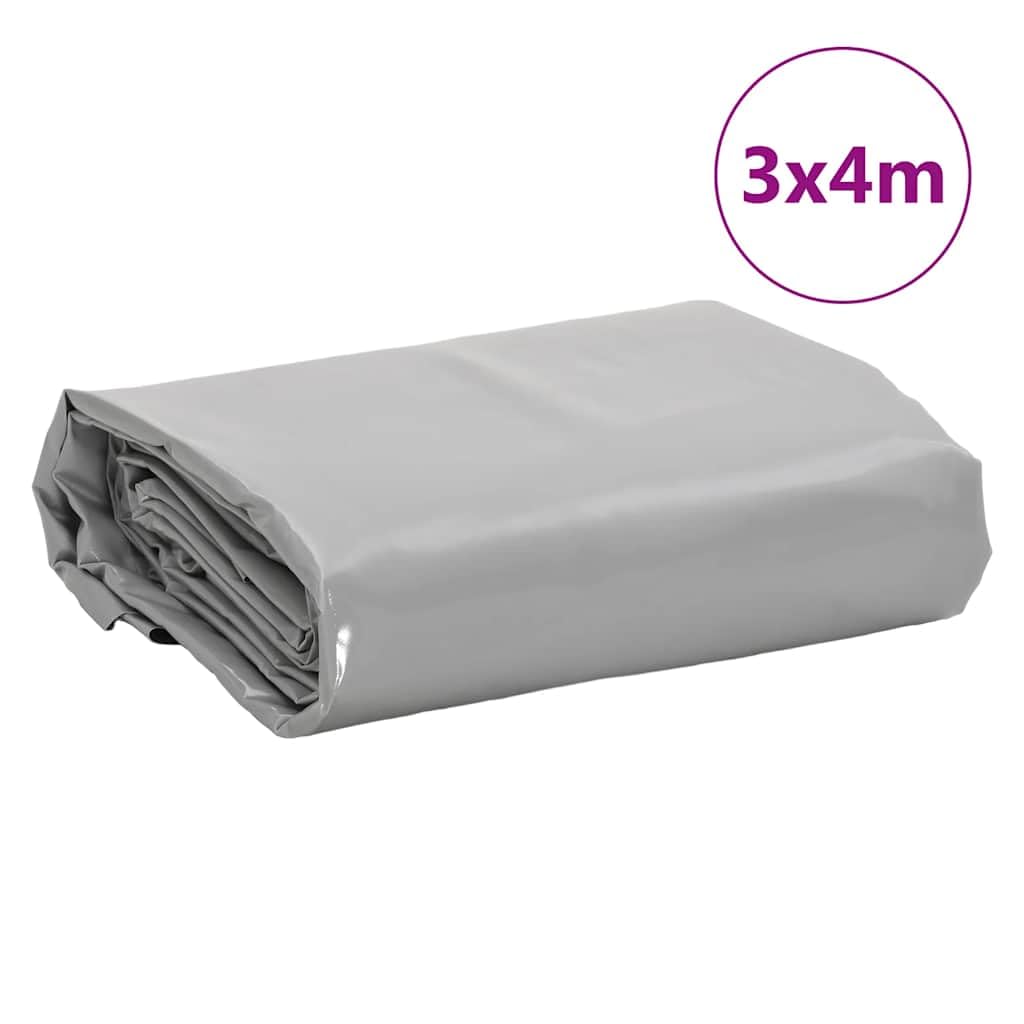 Telone di copertura, grigio, 3 x 4 m, in tela con rivestimento in PVC, 650 g/m², per mobili da giardino, legno, rimorchi, barca, auto, resistente ai raggi UV e alla muffa