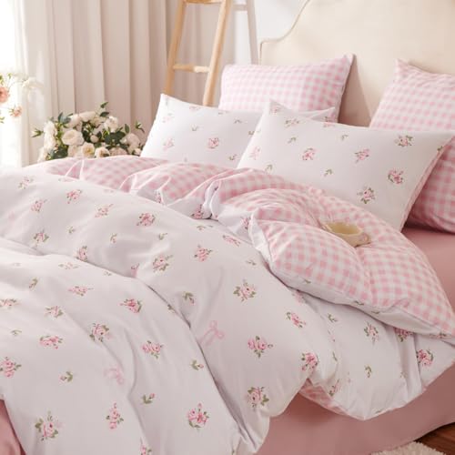 Comforter Full Size Pink Gingham Floral 3 Pieces