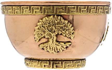 Tree of Life Copper Bowl - Offering Bowl for Altar or Ritual Use, Incense Holder and Smudge Kit, Home Decor - Holds Incense, Offerings, Healing Crystals, Water - Smudging Bowl or Water Bowl