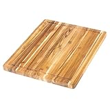 Teakhaus Cutting Board - Medium (M) Wood Cutting Board with Juice Groove (18”L x 14”W) Holiday Gift Ideas for Men and Women - Gift-Ready, Thin, Lightweight, Reversible, Knife Friendly - FSC Certified