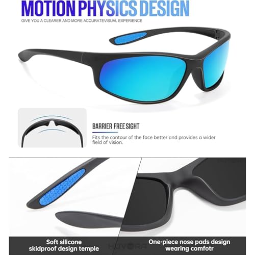 Image of Stylish Polarized Sports Sunglasses for Men Women - Unbreakable HD Clear Vision Cricket Motorcycle Riding Running Cycling Biking Driving Wraparound Branded Oval Goggles