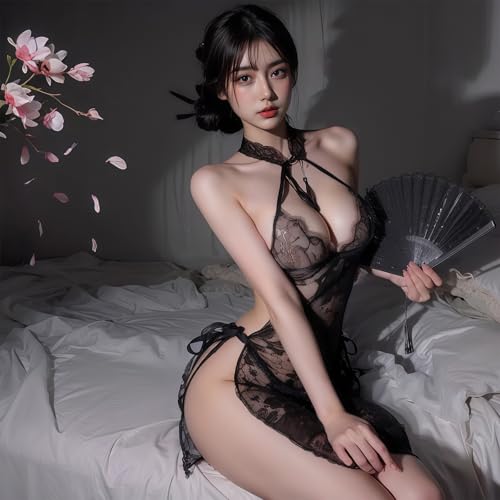 [Fanmorph] 情趣ランジェリー、セクシーナイトウェア、便利なプレイ、レトロなレースチャイナドレス、制服誘惑、アダルトグッズ、夫婦の刺激、Tバック、ストッキング、プライベートなスリーピースセット、ネグリジェ セクシー、アダルト用ランジェリー、ボディースーツ - 画像5