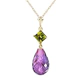Galaxy Gold 14K Solid Gold Natural Amethyst & Natural Peridot Necklace for Women - Yellow Gold Fine Jewelry