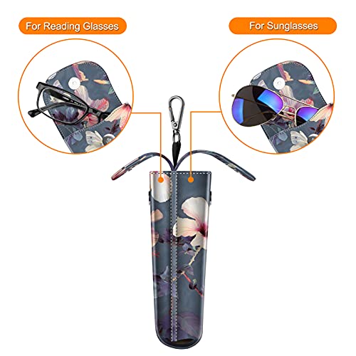 Image of FINTIE Double Glasses Case with Carabiner Hook, Portable Vegan Leather Eyeglass Case Anti-scratch Sunglasses Pouch